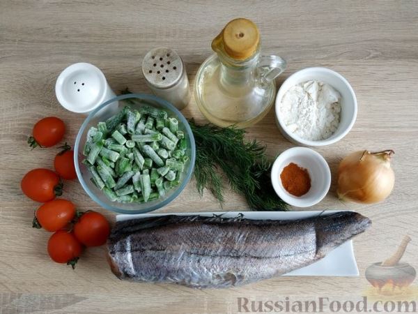 Рыба, тушенная с овощами и стручковой фасолью